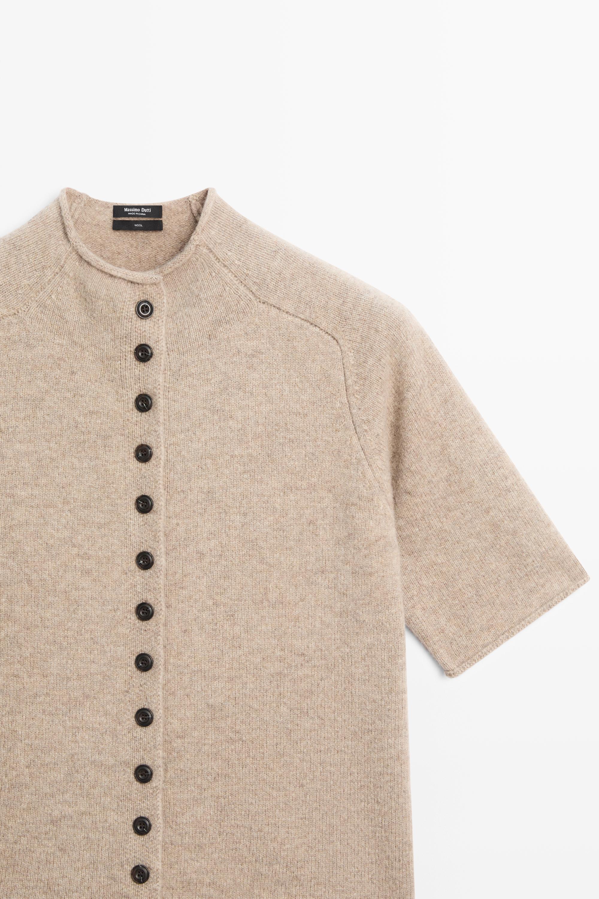 Cardigan en maille 100 % laine à col cheminée